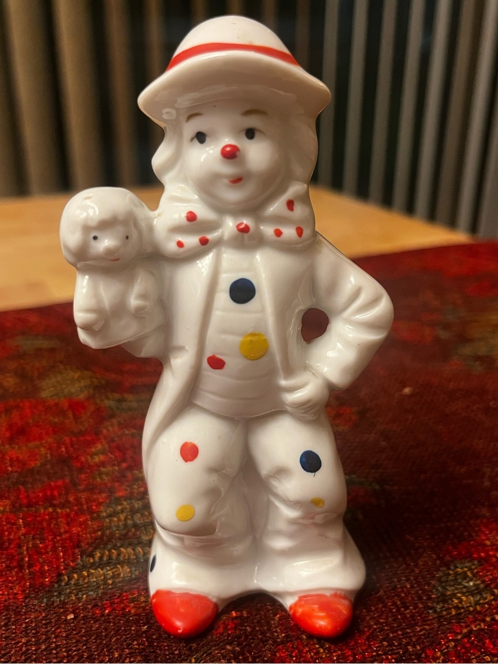 Vintage Sophia Ann Porcelain Clown Figurine with Teddy Bear -Style No. 1001
